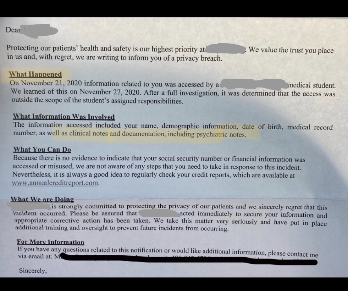 Okay yeah so what should student do? I told them to get a lawyer? Legit a classmate viewed their EMR and this was a letter sent to them by the hospital.