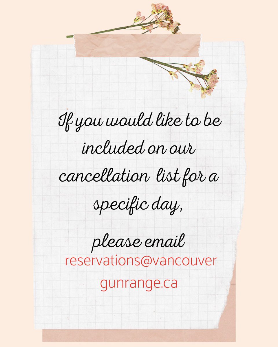 DVCGunRange's tweet image. Reservation Update for next week. 

If you would like to be included on our cancellation list (waiting list), please email us at reservations@vancouvergunrange.ca