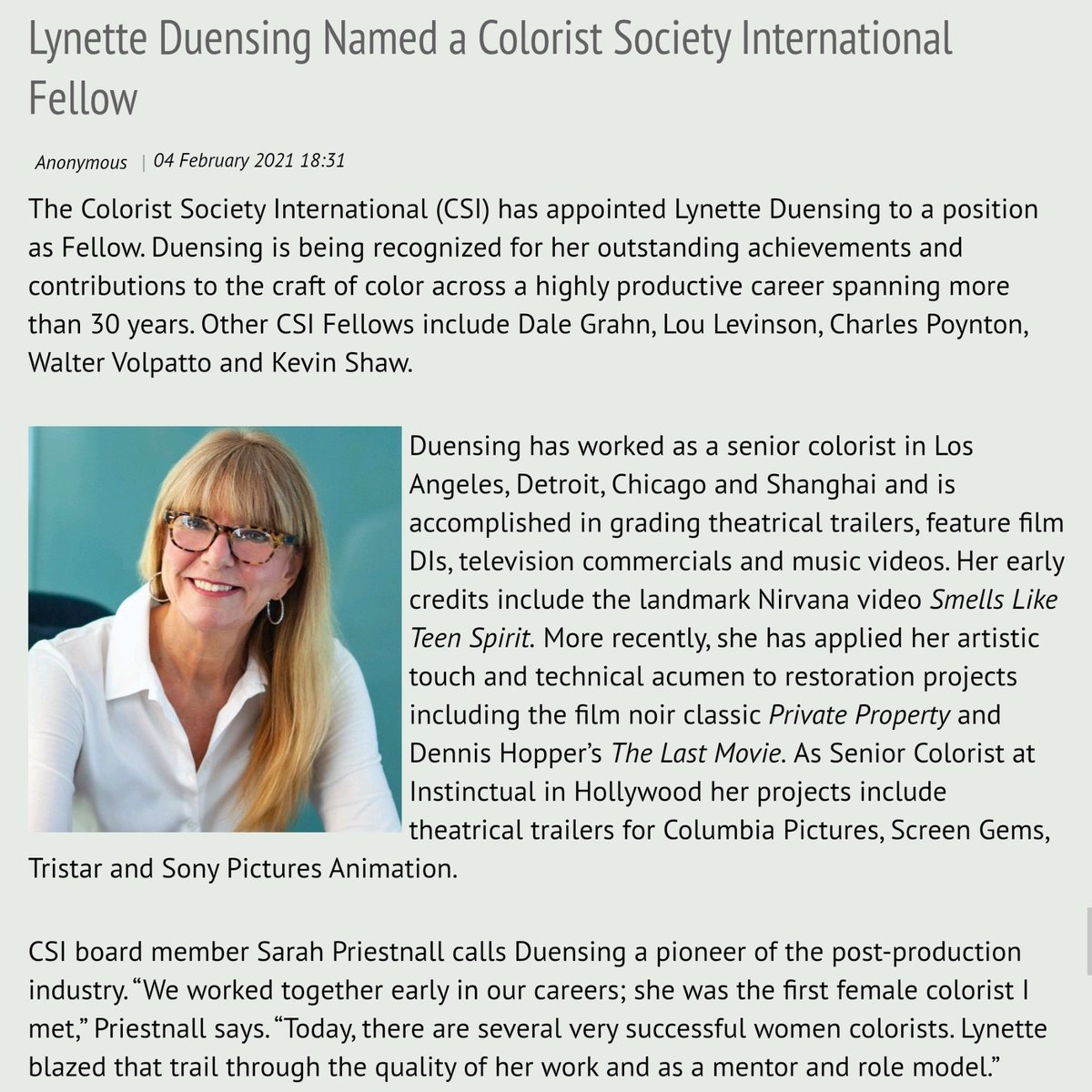 ColoristSociety's tweet photo. #News; Lynette Duensing Named a Colorist Society International Fellow - https://t.co/HVM1RJU9ZD

#CSIfellow #ColoristSociety https://t.co/KeeKSmHkvf