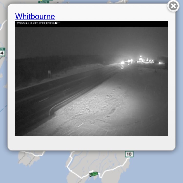 TI_GovNL's tweet photo. Current view of plow activity on parts of the Avalon. 

Expect some icy patches and slushy sections this morning. 

More details on https://t.co/y9b28nLQKx and the 511 app. #nltraffic #nlwx https://t.co/7c6mtB6Qlf