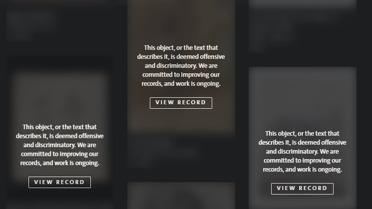 We're working hard to improve our catalogue records, which is why you may see this when searching on the  @V_and_A's new Explore the Collections  https://www.vam.ac.uk/collections&nbsp;