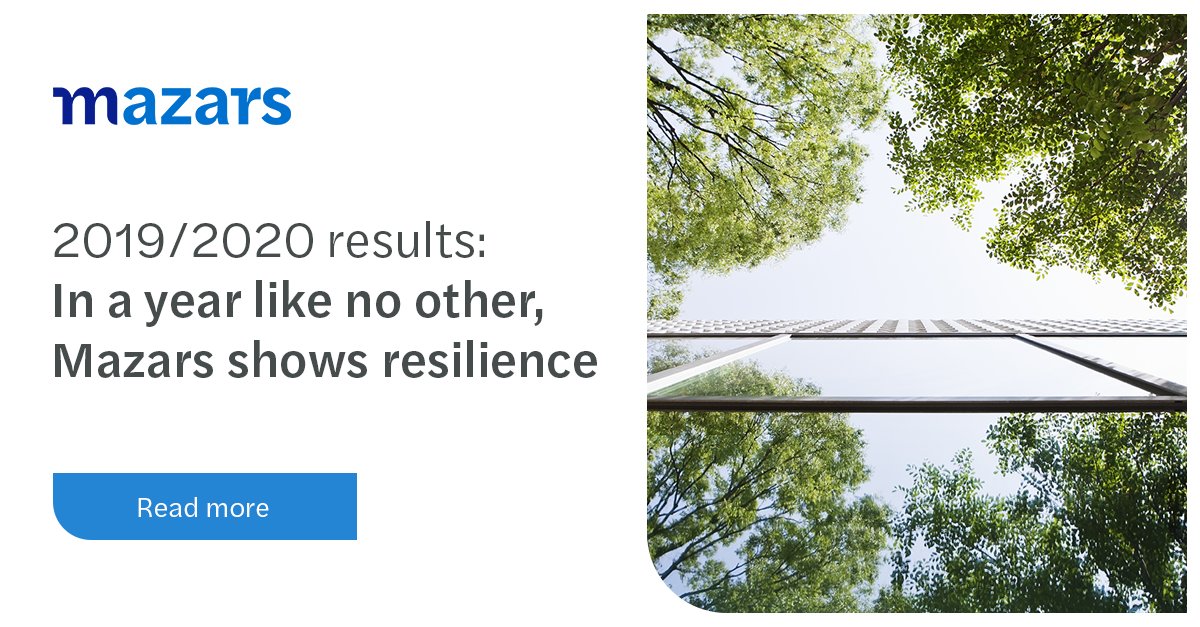 Mazars visar globala intäkter på 1,9 miljarder euro under 2019/2020, vilket motsvarar en ökning med 7,8 % jämfört med föregående räkenskapsår. Läs mer i pressmeddelandet och ta del av vår globala Yearbook 2020: A year like no other: mazars.se/Start/Insikter…

#mazars #yearbook