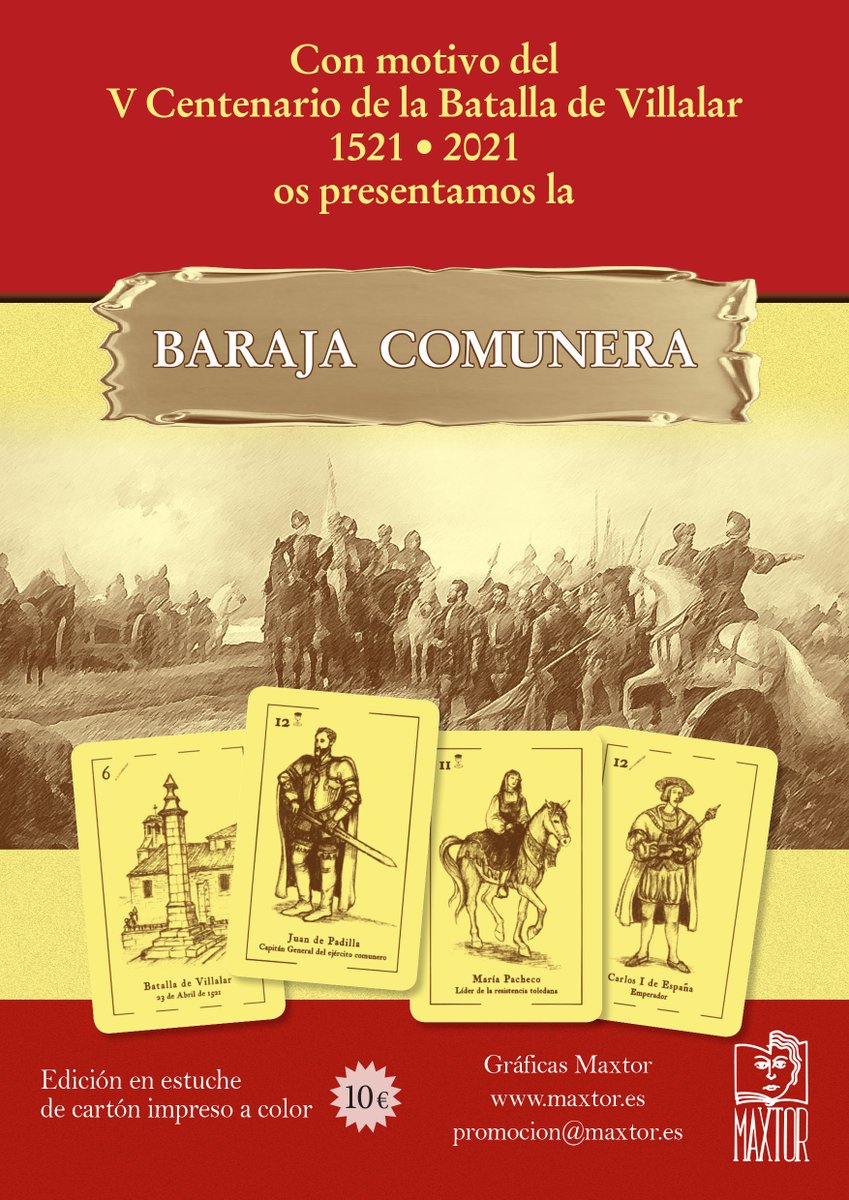 libreriamaxtor's tweet photo. Con motivo del 5º Centenario de la Batalla de Villalar, presentamos la reedición de la baraja comunera, con ilustraciones de Ana Lorenzo, palentina. https://t.co/rBKotIKZqG