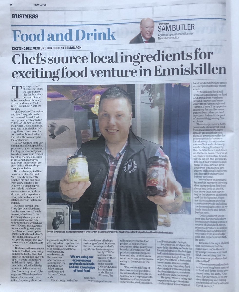 @news_letter Food Declan O’Donoghue ⁦@ErneLDR⁩ talks to me about his new deli/food hall in Enniskillen with chef Paul Currie @food_ni #lovelocalfood #tastethegreatness