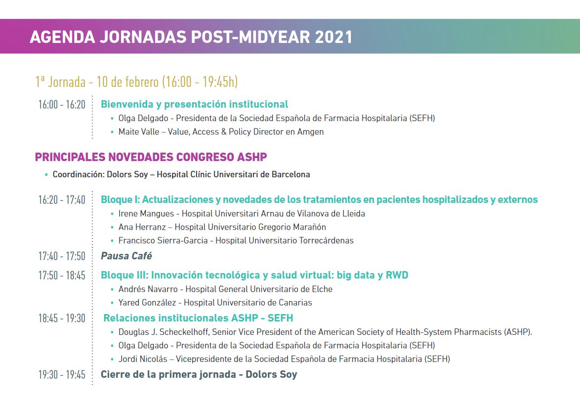 sefh_'s tweet photo. Aún puedes inscribirte en las sesiones POST-MIDYEAR (formato virtual) donde se presentarán las principales conclusiones e innovaciones del Congreso #ASHP2020 de la @ASHPOfficial
🗓️10 de febrero 16:00-19:45h
🗓️11 de febrero 16:00-19:00h
#sefhmidyear2020 https://t.co/bCqGqcWZCh https://t.co/qfwZVSXFcz