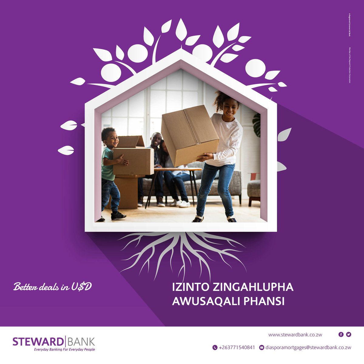 tncybertechbank's tweet photo. Are you locally employed, earning in foreign currency &amp; looking to buy a home?

Get in touch with us today for more information on our Ruwa Fairview mortgages.

WhatsApp: 0771540841
Email: Diasporamortgages@stewardbank.co.zw

#WithUsYouAreHome https://t.co/abXwDE5HPM