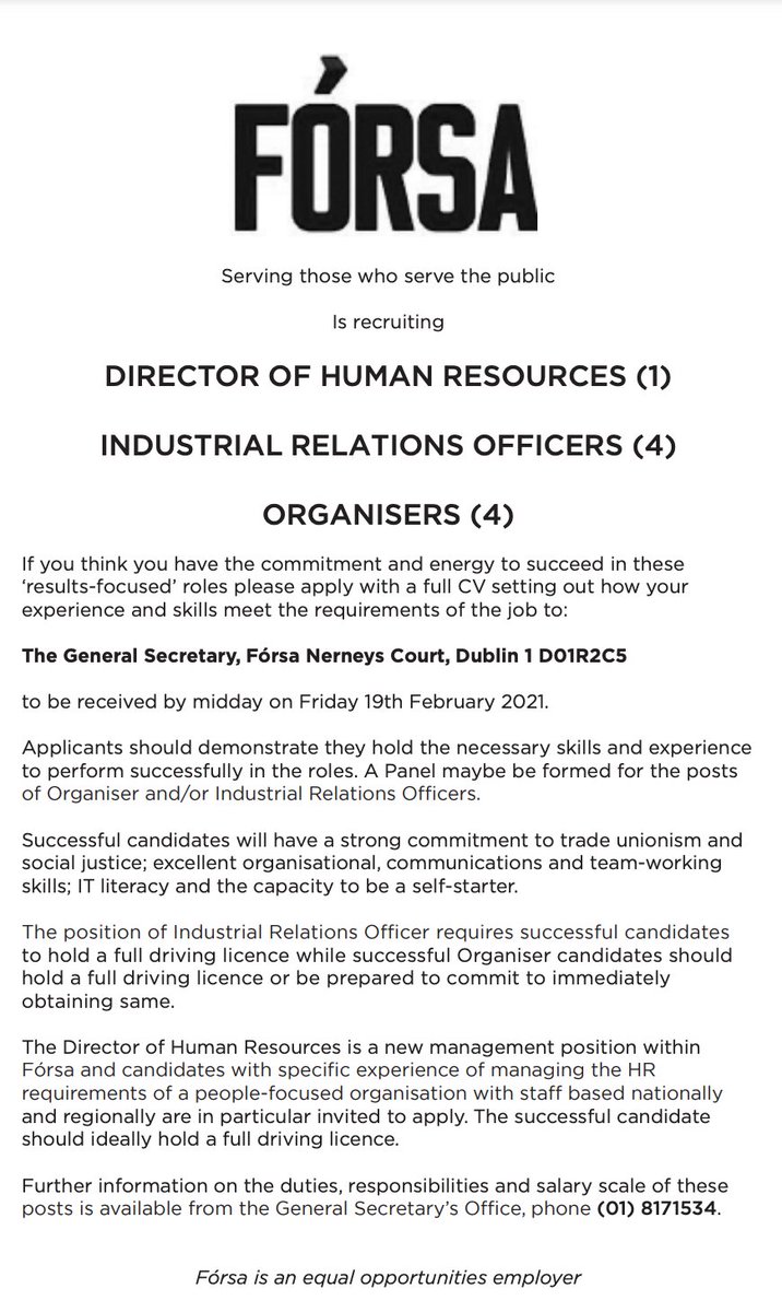 Fórsa trade union tweet media