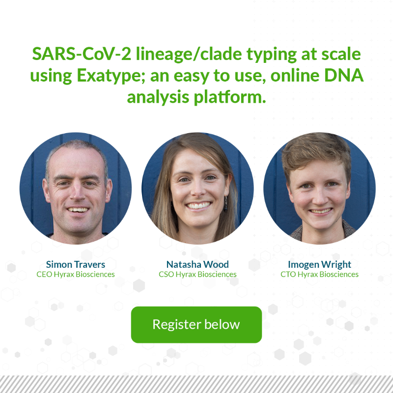 hyraxbio's tweet photo. Need to get fast, accurate results for SARS-CoV-2 lineage and clade typing?

Join this Thursday 11 Feb to find out how! #sarscov2 #variants

https://t.co/F9sM5a7RIi