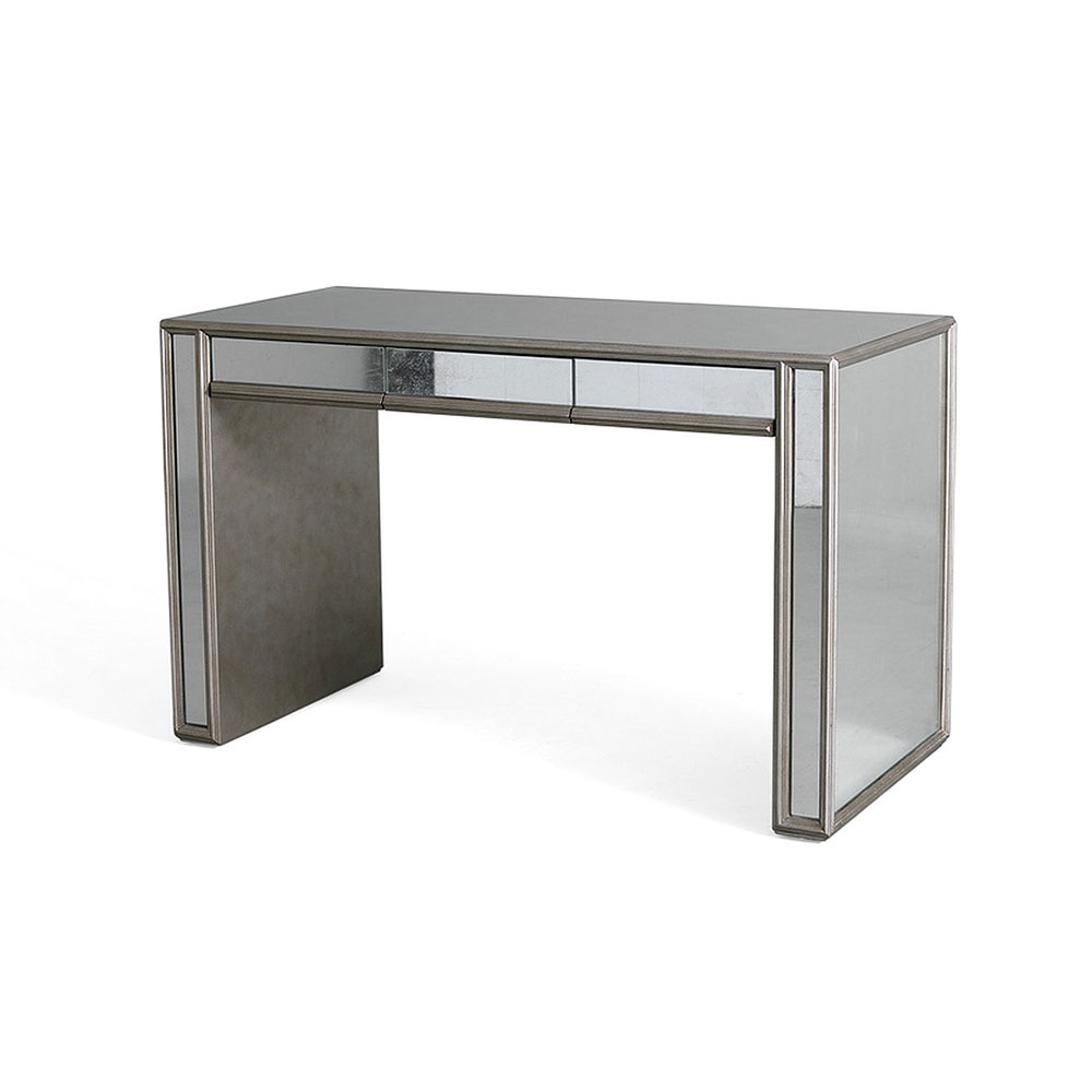 julianchichltd's tweet photo. Dreamy Dressing Tables - the Temple Dressing Table is a  stunning hand applied Verre églomisé 3-drawer dressing table with contrasting Antique Silver edging &amp; Gilded undersides. Matching mirror &amp; stool also available 
#julianchichester #dressingtables #furnituredesign https://t.co/5XUjjOr6lx
