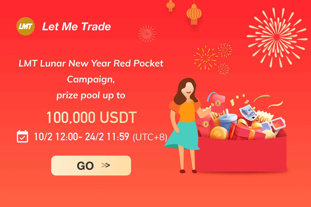 LMTLetMeTrade's tweet photo. 📣In celebration of Lunar New Year🏮 LMT Let Me Trade now offers a special #lunarnewyear promotion. From⏰ 12:00 on February 10, 2021 to⏰11:59 on February 24, 2021 (UTC+8), complete the tasks and get your🧧 red pocket money from LMT!
#bitcoin #bitcointrading #cryptocurrency https://t.co/XQGmeRjwJq