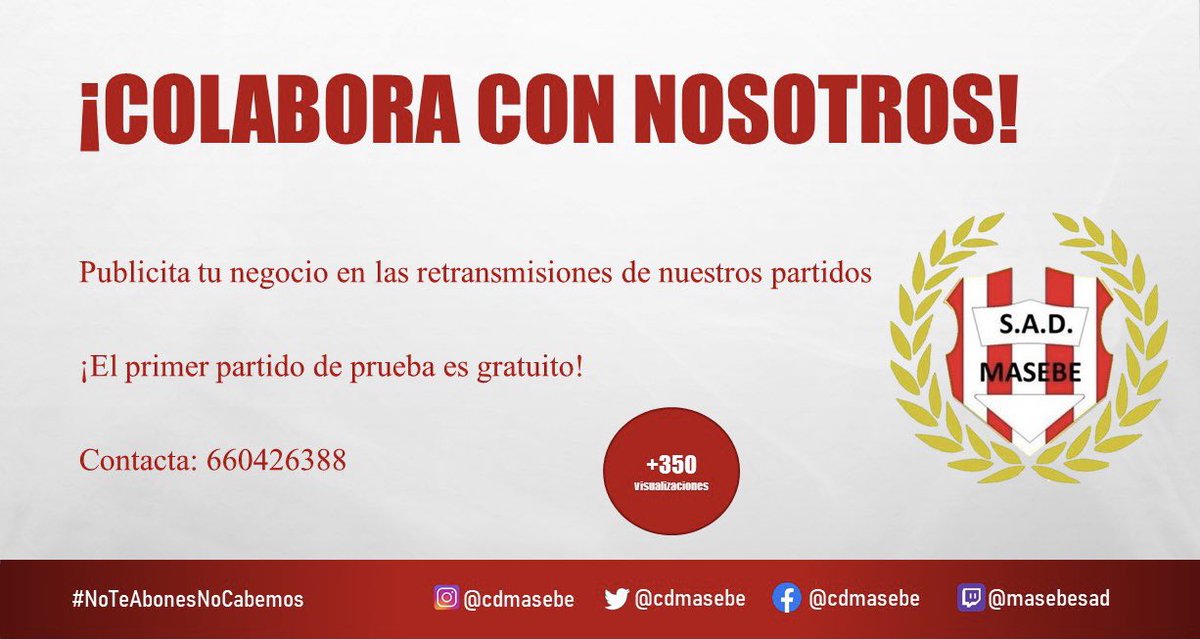 CDMASEBE's tweet photo. 🎥MSB TV🔴⚪
Tras el éxito en nuestro debut en @TwitchES, con más de 350 visualizaciones🥳🍾
Os ofrecemos la oportunidad de colaborar con nuestro club. ¡No dudes en contactar!⚽🔥
#ElEquipoDeModa
#NoTeAbonesNoCabemos https://t.co/zfbLBY17pK