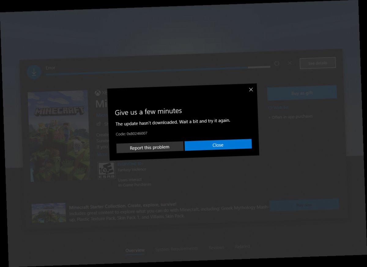 minecraft windows 10 cant download / Twitter