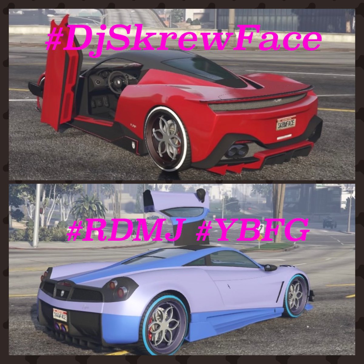 SkrewfaceGaming's tweet photo. Should I drop these????? Like and retweet if y’all want me to release #GTA5 #PS4 #KlownKolorsRus #KolorChangingKlick #RDMJ #YBFG 🤫🤟🏾💪🏾🚘 https://t.co/qMz3zxNxuV