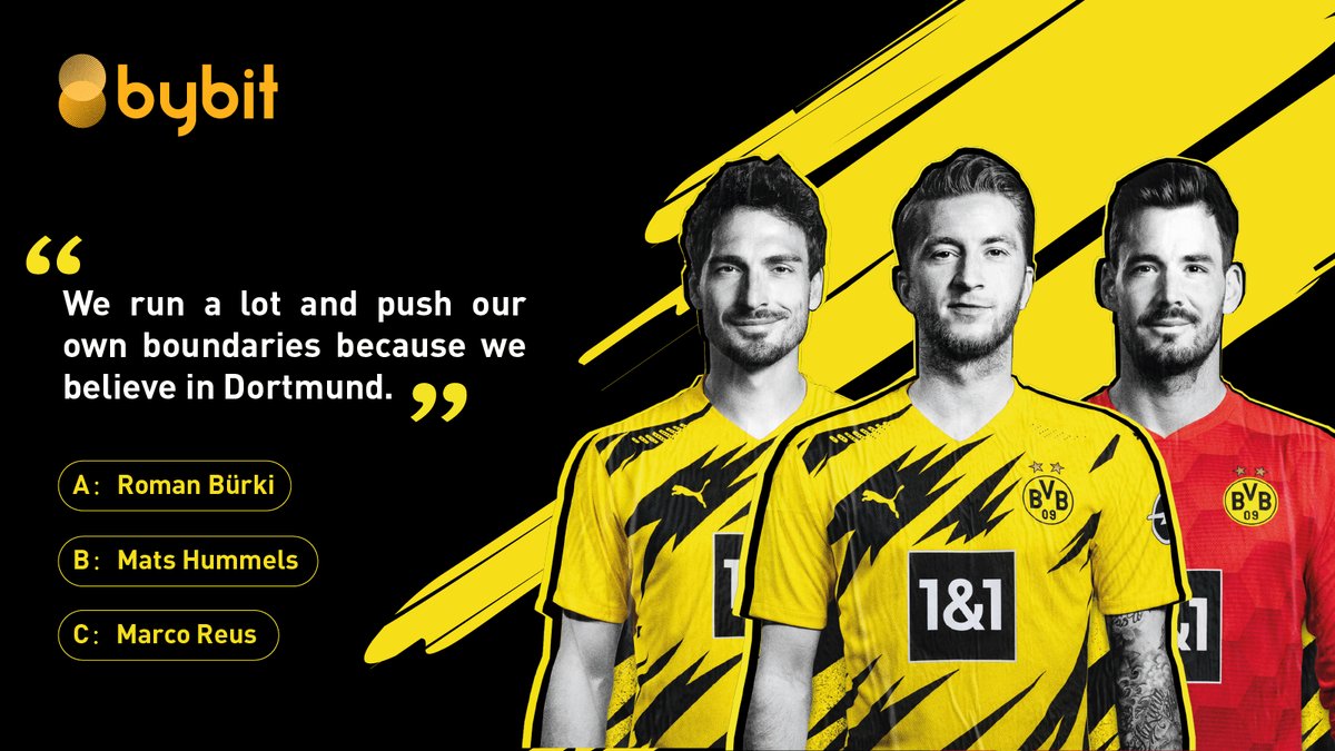 Bybit_Official's tweet photo. Who Said It? — Win a BVB 20/21 Home Jersey! ⚽️
Which one of these BVB players said the following?
Make the right guess and stand to win a 20/21 BVB Home Jersey! 🖤💛
⚽️Follow @Bybit_Official
⚽️Like & RT
⚽️Comment the right answer below with #BybitBVB https://t.co/quftb7jjMn