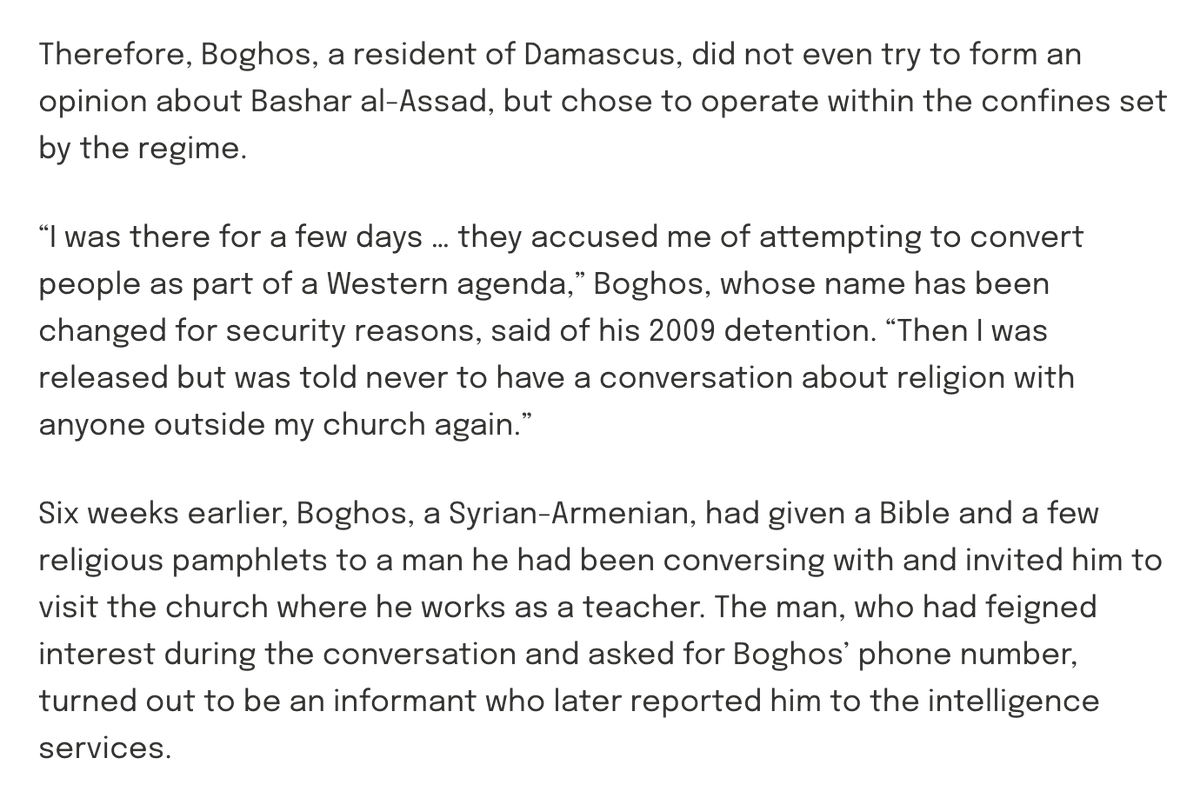 And we should distinguish between what the Syrian state says and what it does.In practice, the state's management of religious life is likely subject to a number of considerations – security, corporatist, etc. – quite apart from official "secularism."8/9