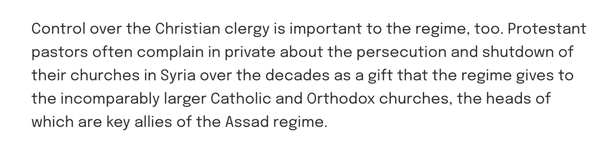 And we should distinguish between what the Syrian state says and what it does.In practice, the state's management of religious life is likely subject to a number of considerations – security, corporatist, etc. – quite apart from official "secularism."8/9