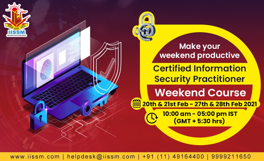 IISSMDelhi's tweet image. Make your weekend productive with the latest technology and information security training from the experts. Enroll in our course - &apos;Certified Information Security Practitioner&apos; and upgrade your security skills. To know more, call us at 9999211650.
#weekendcourse #coursealert