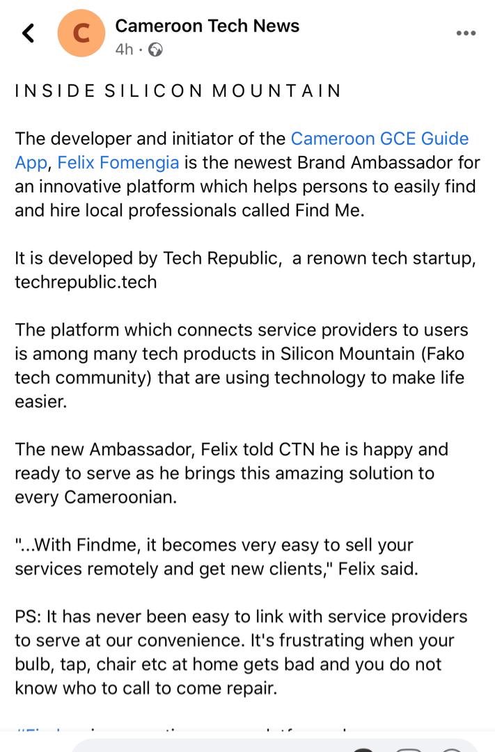 FelixFomengia's tweet image. Now this is amazing. Thank you so much Cameroon Tech News.
#Findme
#findlocalservices
#Isupporttech