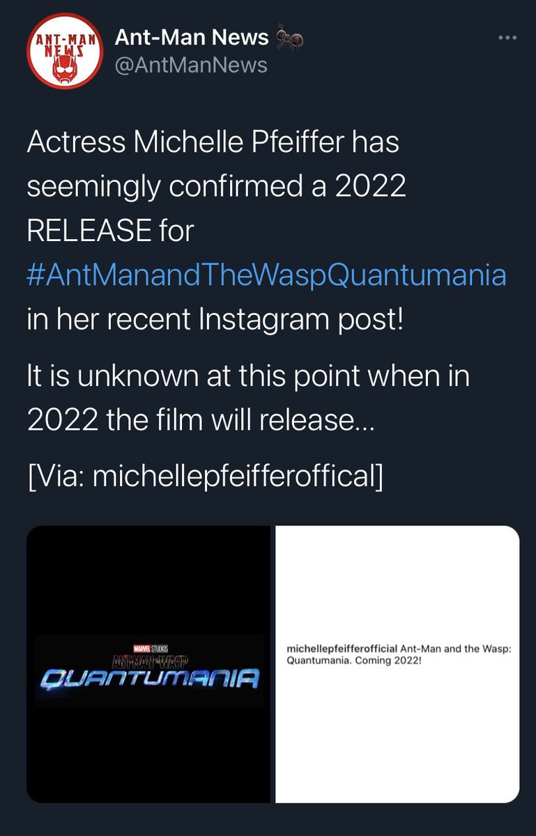 day 39 - still thinking about how michelle pfeiffer removed "coming 2022!" from an instagram picture of hers related to quantumania