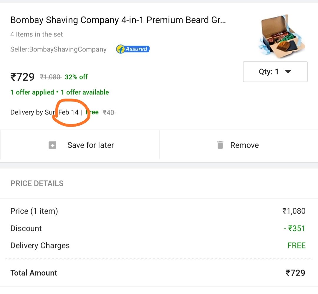 ayonbiswas0702's tweet image. Dear @Flipkart why the same #bombayshaving product cost more with you than @amazonIN and surprisingly you call it "free delivery" even though you are charging more?
2nd if it's #ValentinesDay offer then you are supposed to deliver it before that and not ON 14TH 😡

#disappointed