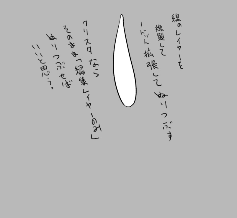 全体線画できた!
次は下塗り部位切り分けだ!
ってのはもう面倒なので
最近ずっとこうやって描いてる
「なんか前髪ボリューム足りない?」とかの
調整とかすごく楽

ちなみに、ラフ描いて
線画作る時の作業です
清書と下地作り一緒にやればええやん?
という発想 