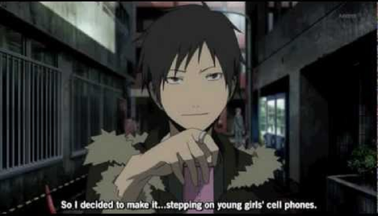 TheDoIIars's tweet photo. Day 40 #DRRR365!!
Do you have a vice? Izaya has many of them tied to his trollish personality. Today, he picks up another one that includes stepping on young girls' cell phones!👟📱 #DevelopAlternativeVicesDay https://t.co/1ToMP9EYm3