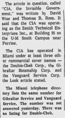 jm/wave was the largest cia station in the world at the time. it had 400 agents and 15,000 cuban exiles, ran hundreds of front companies throughout southern florida, had a $50 million annual budget ($400 million in today’s dollars), and had the third largest navy in the caribbean