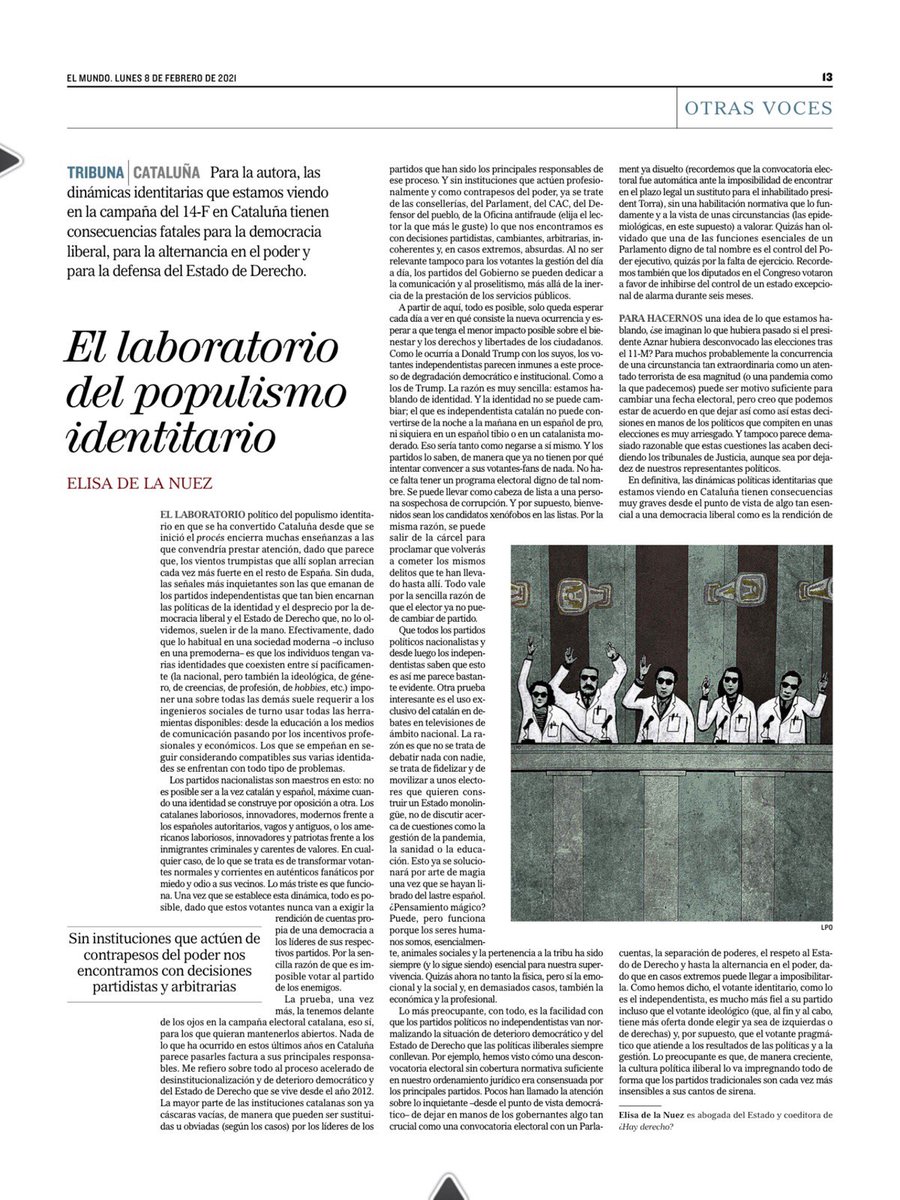 foroprofesores's tweet photo. ⭕️ Elisa de la Nuez @elisadelanuez en @elmundoes 

(Cataluña 🎗) “El laboratorio del populismo identitario” CC @HayDerecho @redcyr https://t.co/Mfby3p5gD5