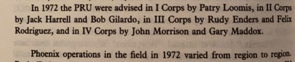 during the vietnam war in the early 1970s, rodriguez helped train provincial reconnaissance units (PRU) for operation phoenix and was the head advisor for the extermination program in III corps alongside rudy enders