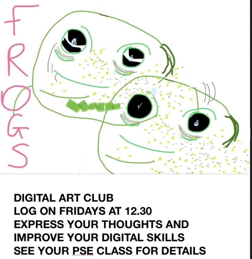 Digital Art Club starts this Friday at 12.30. Your PSE teacher can provide you with the Showbie code. Miss Gallagher looks forward to seeing you all there. <a href="/Lochendart/">Lochend Art & Design</a> @LochendHigh