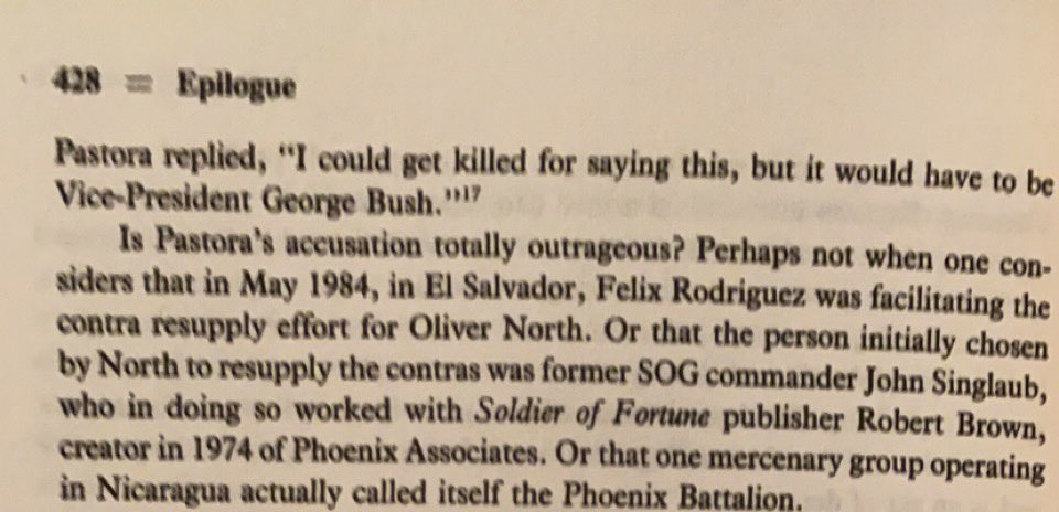 in the 1980s felix rodriguez ran death squads in el salvador along a phoenix-type program while coordinating and facilitating arms smuggling and drug trafficking for the contras