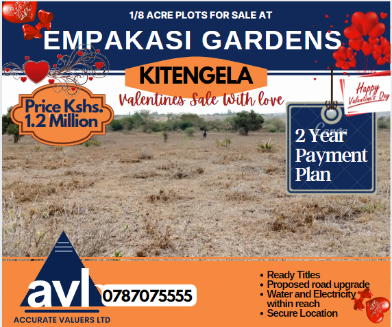 AccurateValuers's tweet photo. Land for sale in Kitengela.
Reward yourself this valentines Season and be a land owner TODAY with US!!!.  
Call 0787075555 for viewing and details.
Making it easy for you to share the love this season
#landforsale #property #kitengela https://t.co/Ipqm7aPYOc