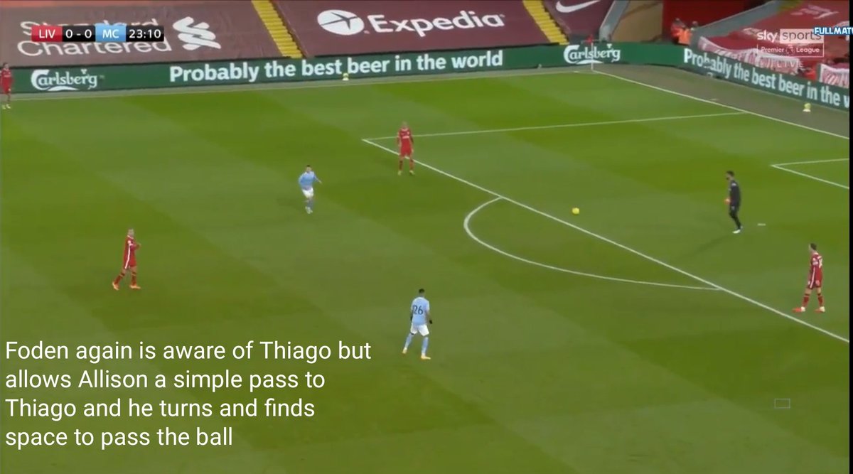 • The problem off the ballAlthough Foden struggled in that role off the ball, the general pressing pattern was also the reaaon for City struggling to stop Liverpool from building up. Liverpool CBs were easily able to bypass the first press and find a midfielder. 