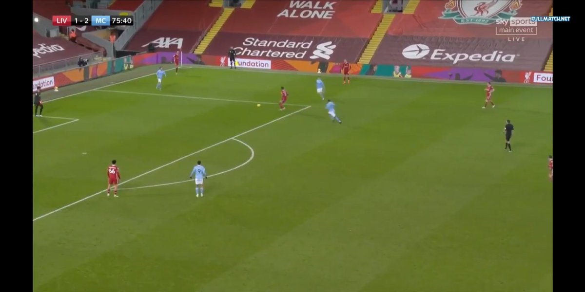 3. The game-changer: Introduction of JesusMahrez was struggling all game to track Robertson so the introduction of Jesus at 1-1 was a killer move by Pep. City's pressing and marking elevated and it forced mistakes out of Alisson who was lost for options. 