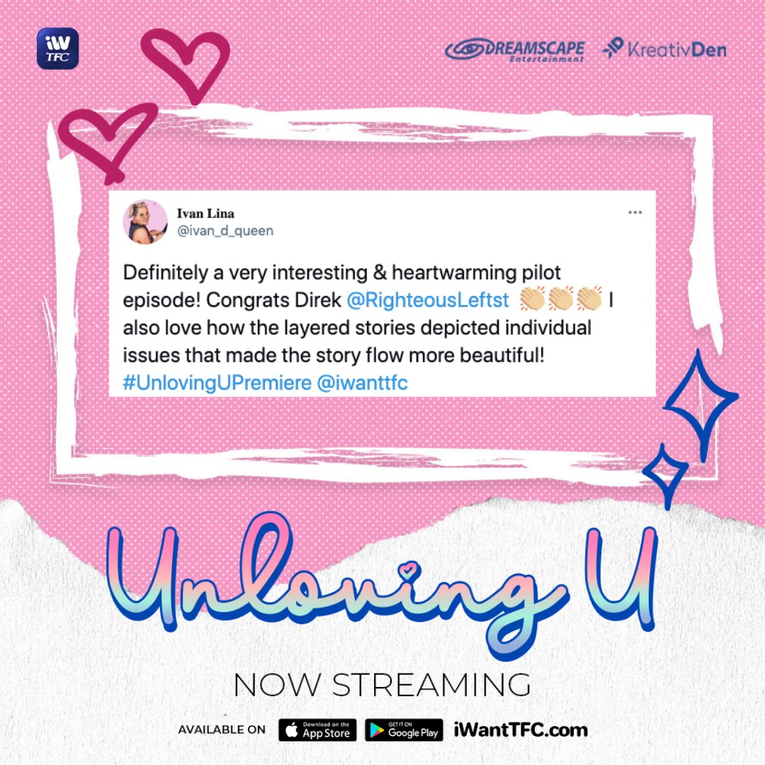 ofc_iwant's tweet photo. Thank U for the love and support! WE LOVE U TODO TODO!!! 😍😍😍

Abangers ulit tayo later para a #UnlovingUep2!
Streaming tonight at 8PM on iWantTFC!

@DreamscapePH @kreativdenph https://t.co/GE33kZFDKQ