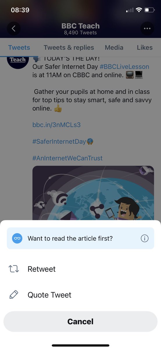 MrC_CompSci's tweet image. Excellent step from Twitter to stop the spread of fake news... and showing myself up as a potential culprit at the same time 😳