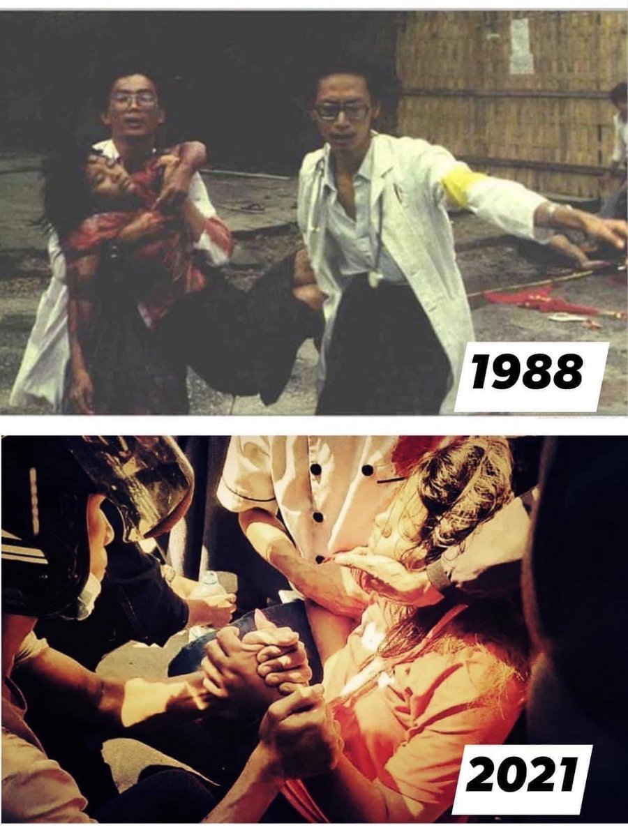 thein_mwe's tweet photo. Protesters were attacked with guns by military while protesting PEACEFULLY! #militarycoupinMyanmar #WhatishappeninginMyanmar #JusticeForMyanmar https://t.co/JFSj0Iur5h
