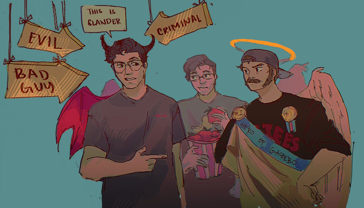 shoebashinu's tweet photo. Theodore Nivison is ✨canceled✨ for calling out J "Big Man" Schlatt late while Charles Slimecicle eats a whole tomato. #ChuckleSandwich #chucklesandwichfanart #tednivisonfanart #slimeciclefanart #jschlattfanart https://t.co/1du390QdnY