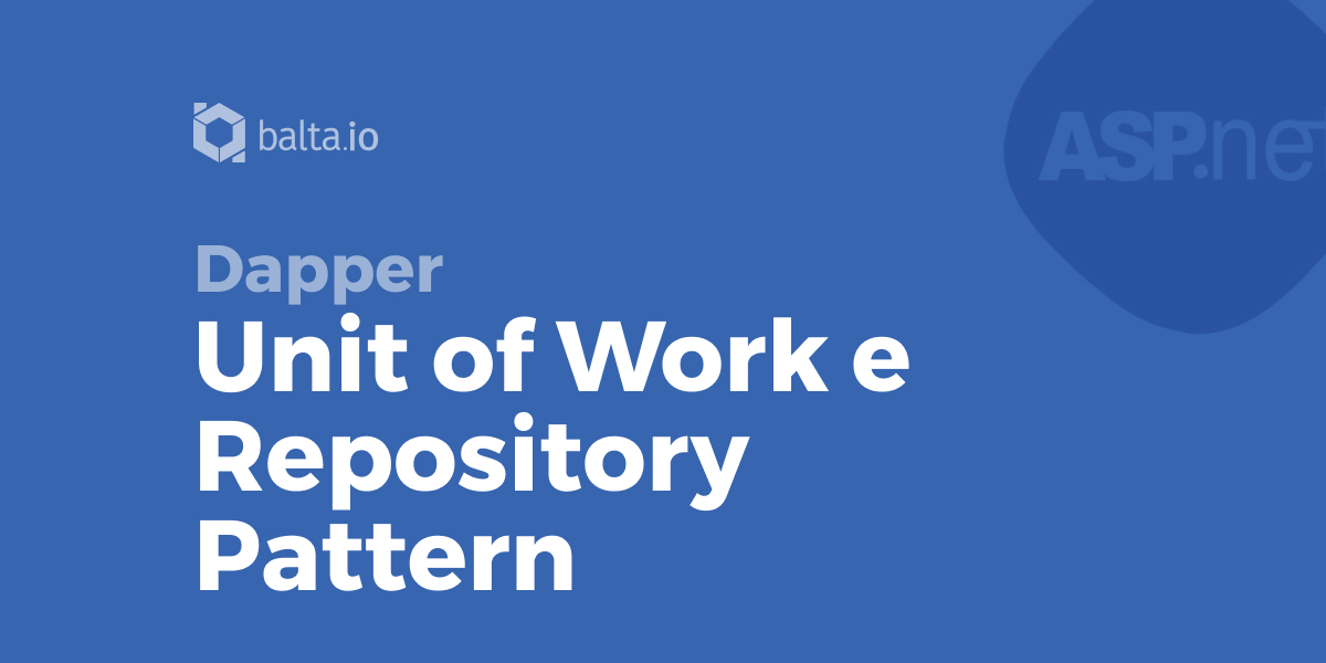 balta_io's tweet image. Fala pessoal, tudo bem? No artigo de hoje vamos falar sobre #dapper #unitofwork e #repositorypattern, três itens fundamentais quando falamos em acesso à dados.
=> balta.io/blog/dapper-un…