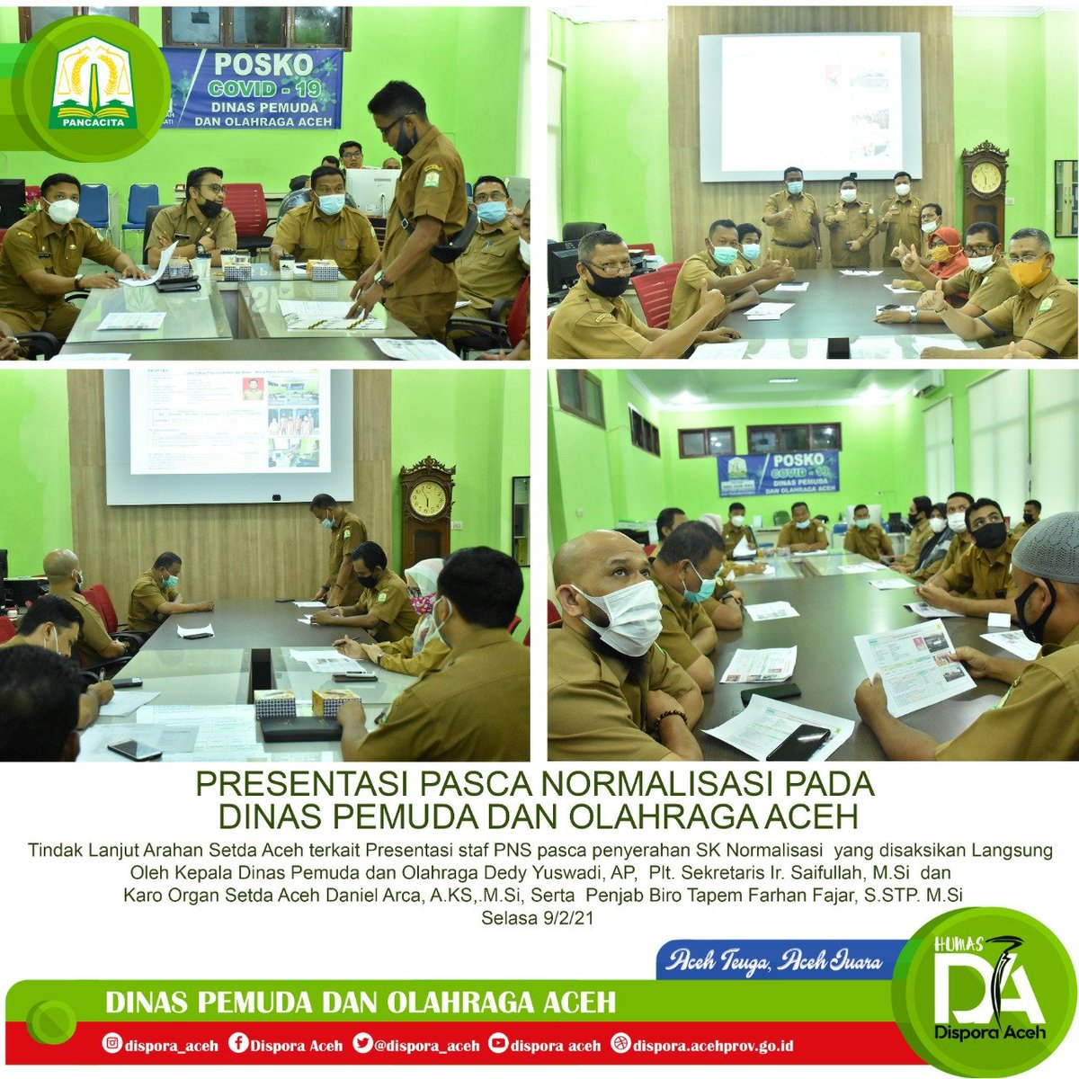 dispora_aceh2's tweet photo. Presentasi Pasca Normalisasi pada Dinas Pemuda dan Olahraga Aceh. #disporaaceh #dispora #aceh #acehteuga #acehjuara https://t.co/68upl91DA8