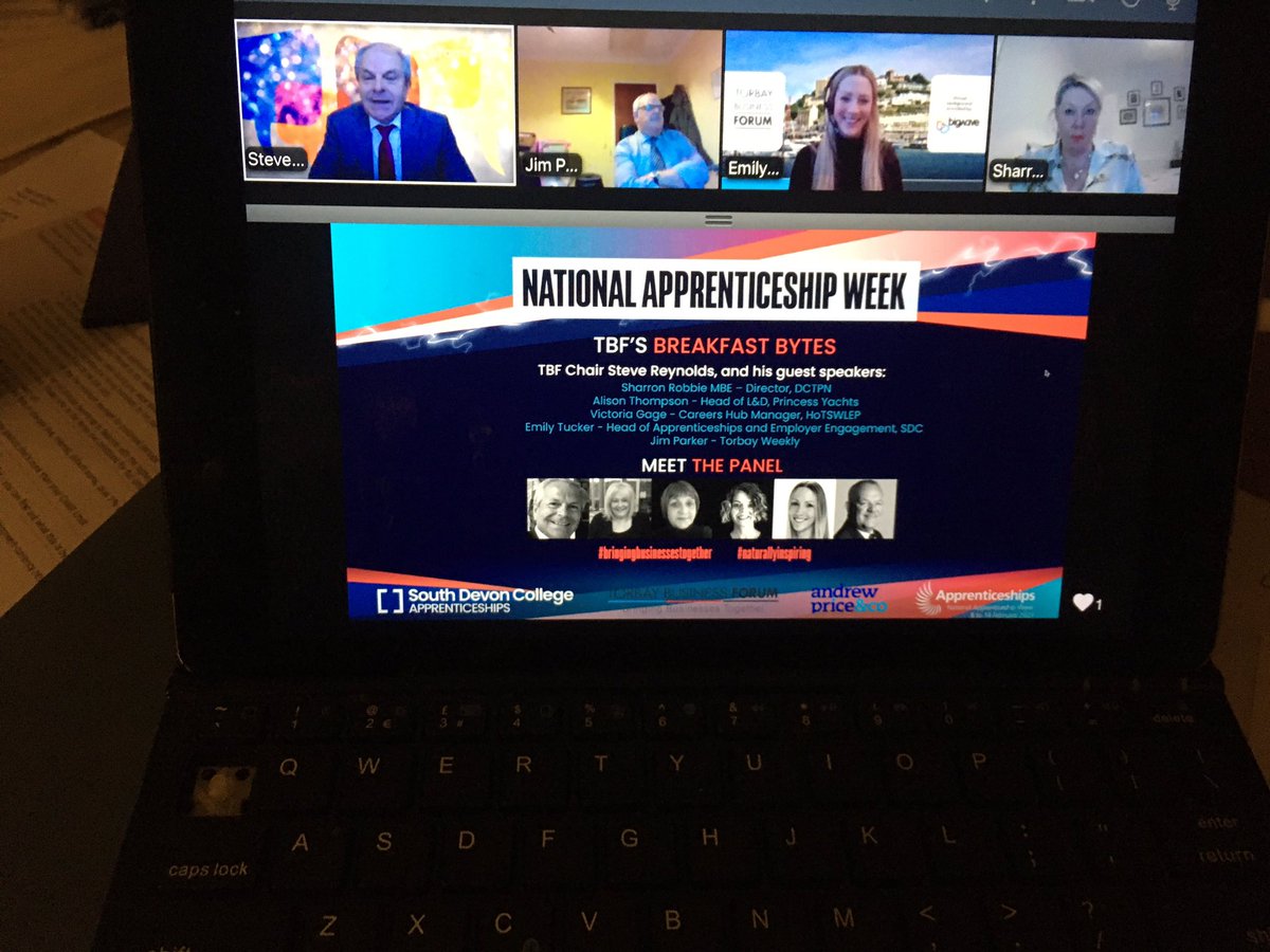 Tuned into the @TorbayBusiness Breakfast Bytes - discussing National Apprenticeship Week after briefly touching on COVID 19. #NationalApprenticeshipWeek #naturallyinspiring