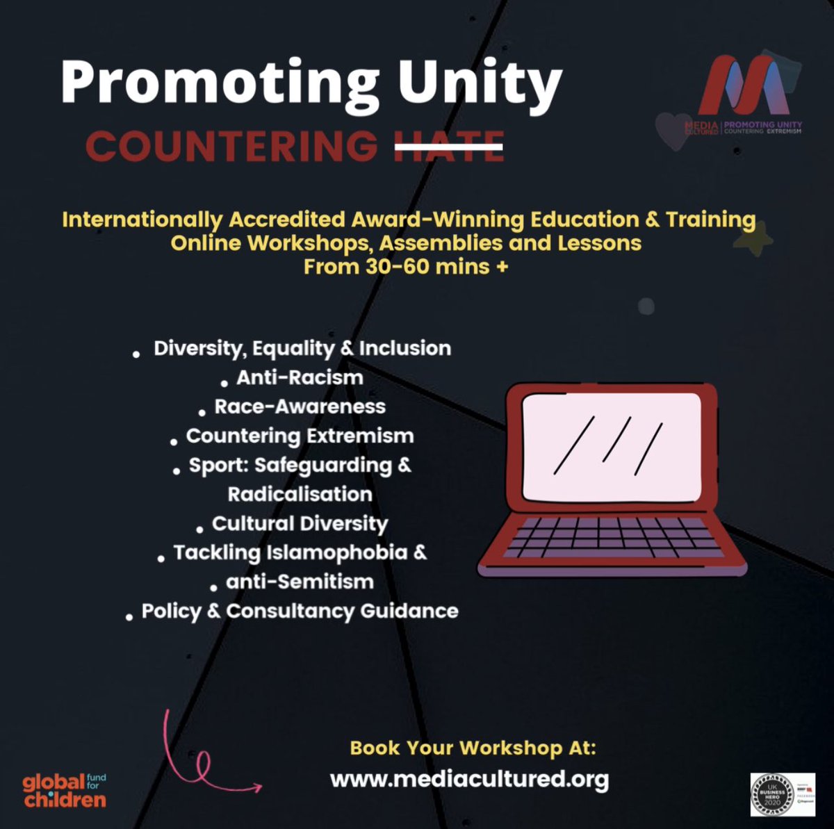 MediaCulturedUK's tweet photo. We love to counter hate.
RT & Join us @ - https://t.co/GIEPWfVl26
#antiracism #antisemitsm #Islamophobia #cve #education #conversation #school #work #business #promotingunity #sport #film https://t.co/vDysOcMEWu