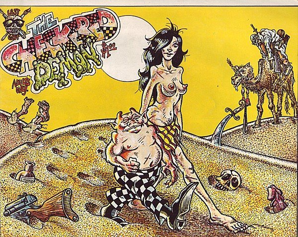 masterofmetal's tweet photo. Truly Sad to hear of the Passing of S. Clay Wilson, who brought us The Checkered Demon, owner of One of the other legendary Demon Dicks in the Universe. From the Stinking Streets of Maul Poor to the Castle Door, we Salute Wilson with a Dynamite Doobie of Dank Deathleaf. RIP! https://t.co/XALLVjAThV
