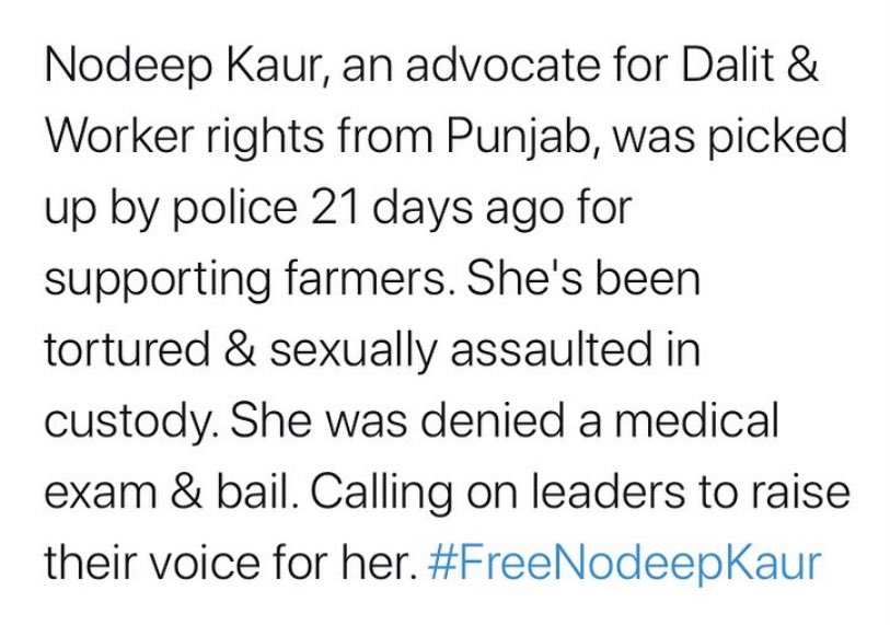 Ankita75303561's tweet photo. #FreeNodeepKaur #NodeepKaur #FreeNodeepNow https://t.co/j4AZ2sz3uk