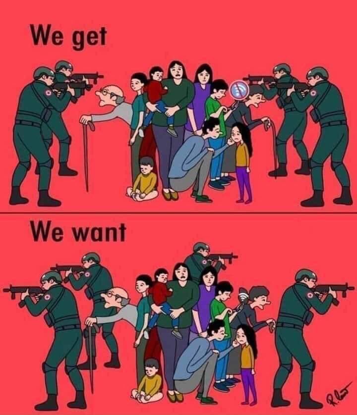 Stop the violence against peaceful protesters.                                                         We don't want Dictatorship                     We all want Democracy! We need Justice!                                                        #WhatsHappeningInMyanmar #Feb9Coup