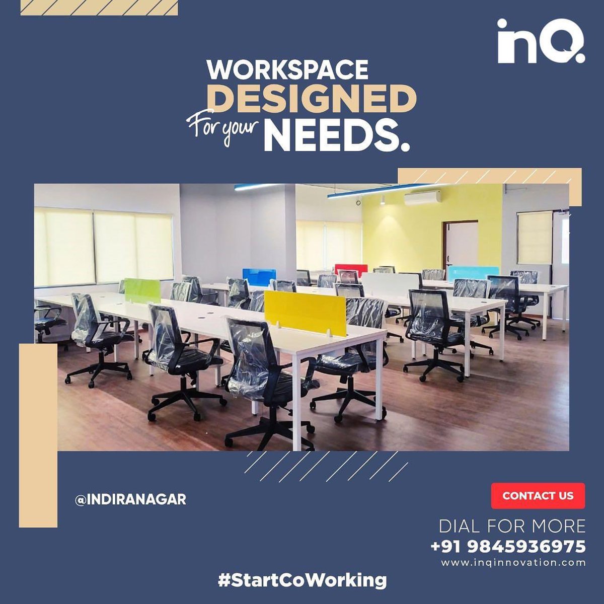 We read your minds. That's right. We know exactly what you envision for your officespace. Which is why we have amazing co-working spaces at 2 major locations: Bangalore (Indiranagar) and Kochi (Palarivattom). Start co-working today!

Join inQ now:
+919539355583 / +919539355510