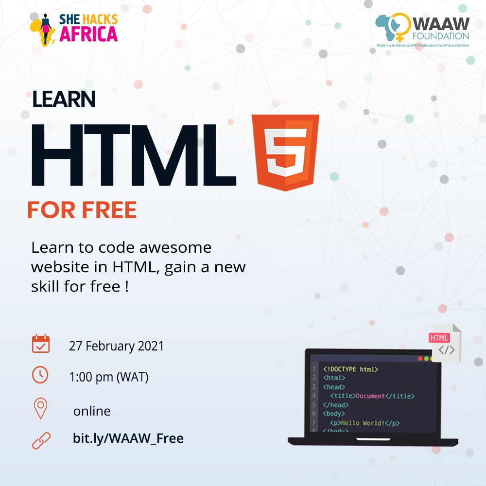 Have you ever wanted to learn web development but thought it was too hard or just did not have time or money?  This training is for you. Our step-by-step guide will help you learn coding fast and build your first website.

Register : bit.ly/WAAW_Free

#waawfoundation