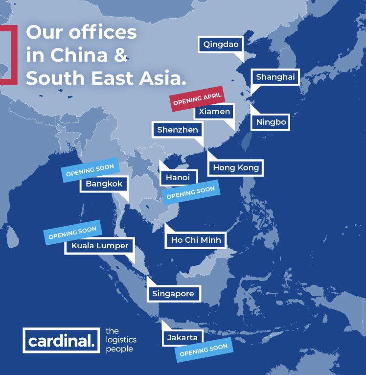 Our expansion into Asia continues and we have lots more offices in the pipeline. All of our offices follow the company culture and values, which makes it a great and exciting place to work #TheLogisticsPeople #Freight #Growth