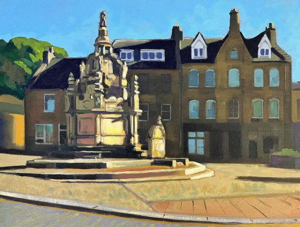 MyLinlithgow's tweet photo. #crosswell @tonygriffin.art (on instagram) The Cross Well, Linlithgow. 46 x 46 cm, oil on canvas.#scottishpainting #scottishpainter #scottishartist #canvas #linlithgow #painting #art #mylinlithgow https://t.co/XVE48YTQi5
