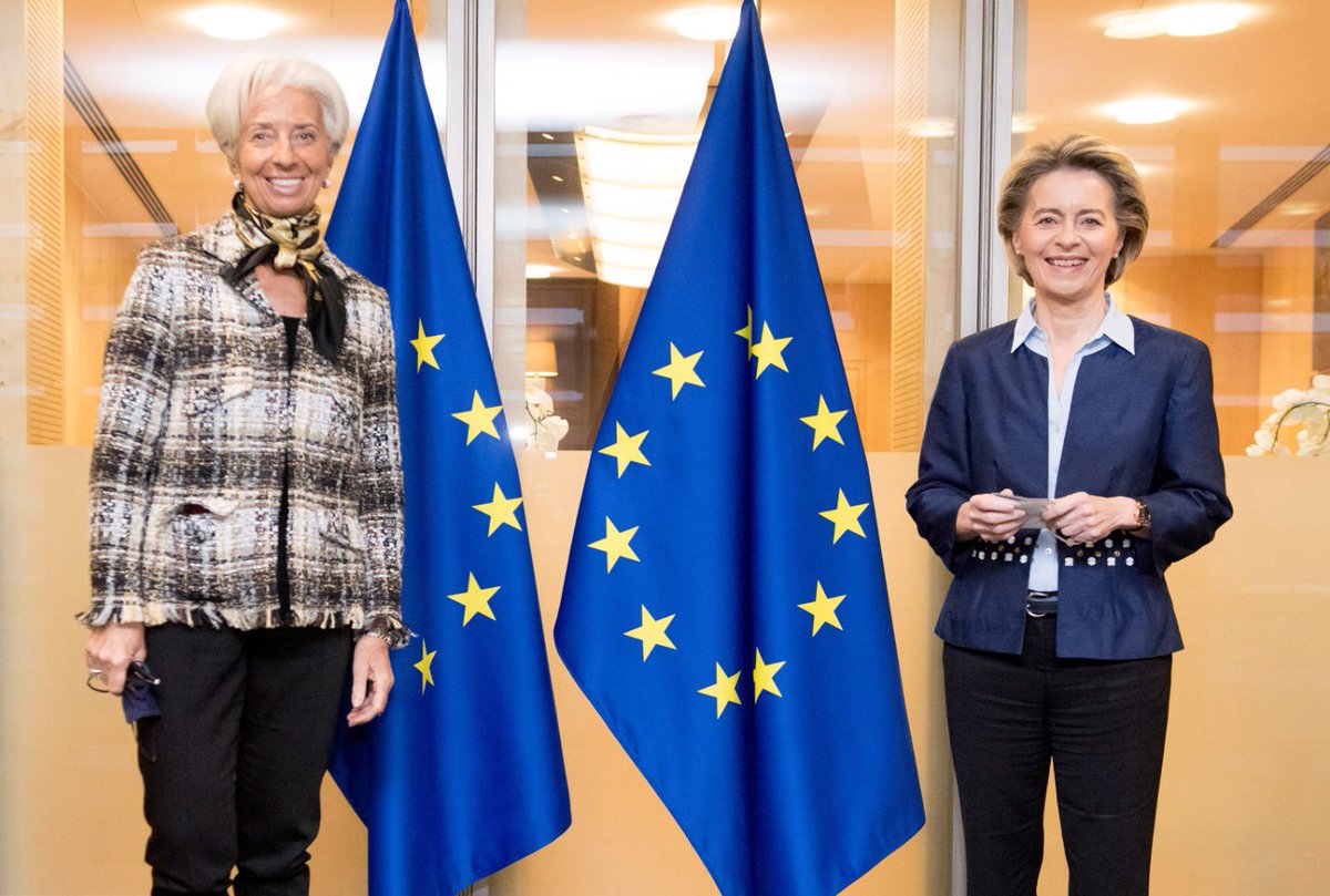 It was a pleasure meeting Christine @Lagarde during her visit to Brussels. Both the @EU_Commission and the @ecb are committed to a strong, lasting recovery in Europe. I’m very happy to be working for Europe’s future together with Christine.